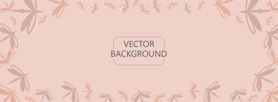 Horizontal background with dragonfly silhouette vector illustration