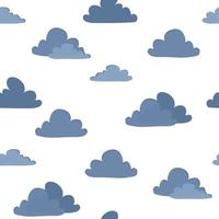 nubes tormentosas de patrones sin fisuras ilustración vectorial azul y blanco vector