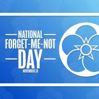 National Forget-Me-Not Day. November 10. Holiday concept. Template for background, banner, card, poster with text inscription. Vector EPS10 illustration.