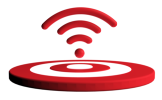 WLAN und Zielsymbol isoliert auf transparentem Hintergrund. 3D-Rendering. png