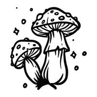 mushroom illustration hand drawn for design element. vector