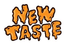 new taste word text illustration hand drawn for sticker and design element vector