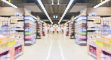 supermarket grocery store aisle and shelves blurred background photo