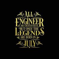 All Engineer are created equal but only the legends are born in. Birthday And Wedding Anniversary Typographic Design Vector. Free vector