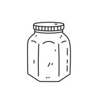 Glass jar isolated on white background. Vector hand-drawn illustration in doodle style. Perfect for decorations, logo, various designs.