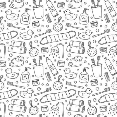 Premium Vector  Seamless pattern with doodle bath accessories