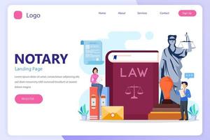 Notary services and legal assistance concept. landing page website flat vector template