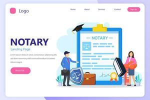 Notary services and legal assistance concept. landing page website flat vector template