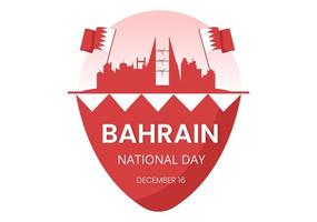 Bahrain National Day or Independence Template Hand Drawn Cartoon Flat Illustration with Wavy Flag in 16th of December Patriotic Holiday Design vector