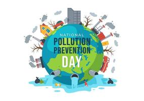 National Pollution Prevention Day for Awareness Campaign About Factory, Forest or Vehicle Problems in Template Hand Drawn Cartoon Flat Illustration vector