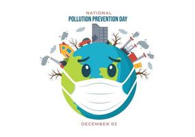 National Pollution Prevention Day for Awareness Campaign About Factory, Forest or Vehicle Problems in Template Hand Drawn Cartoon Flat Illustration vector