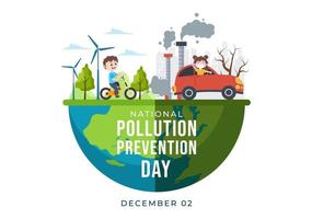 National Pollution Prevention Day for Awareness Campaign About Factory, Forest or Vehicle Problems in Template Hand Drawn Cartoon Flat Illustration vector