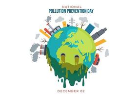 National Pollution Prevention Day for Awareness Campaign About Factory, Forest or Vehicle Problems in Template Hand Drawn Cartoon Flat Illustration vector