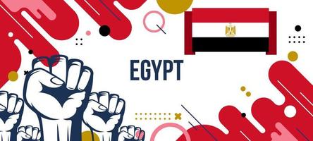 Egypt national banner with flag, and geometric abstract background design vector