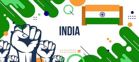 India national banner with flag, and geometric abstract background design vector