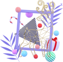 3d tolkning jul eller ny år element bakgrund med dekorativ bollar, och gåva lådor. färgrik gåvor för högtider. modern design. png