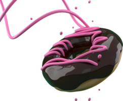 3d renderen Kerstmis of nieuw jaar elementen achtergrond met decoratief donut. kleurrijk cadeaus voor vakantie. modern ontwerp. geïsoleerd illustratie. png