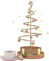 3d interpretazione Natale o nuovo anno elementi sfondo con decorativo biscotti , caramella e Natale albero. colorato i regali per vacanze. moderno design. isolato illustrazione. png