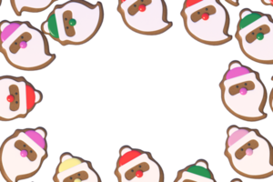 Fondo de elementos de navidad o año nuevo de representación 3d con galletas decorativas y caramelos. regalos coloridos para las vacaciones. diseño moderno. ilustración aislada. png