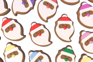 3d renderização de fundo de elementos de natal ou ano novo com biscoitos decorativos e candys. presentes coloridos para feriados. design moderno. ilustração isolada. png