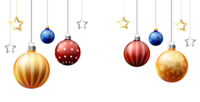 enfeites de bolas de natal estourar lâmpadas decorativas coloridas isolado arquivo .christmas balls.3d rendering.png. png