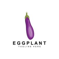 Eggplant Logo Design, Vegetables Illustration Purple Vegetable Plantation Vector, Product Brand Icon Template vector