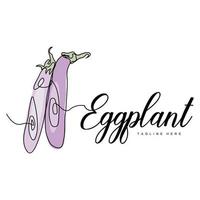 Eggplant Logo Design, Vegetables Illustration Purple Vegetable Plantation Vector, Product Brand Icon Template vector