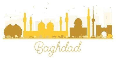 Silueta dorada del horizonte de la ciudad de Bagdad. vector