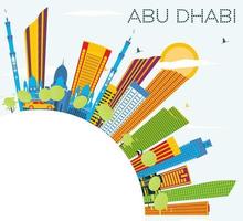 Abu Dhabi Skyline with Color Buildings, Blue Sky and Copy Space. vector