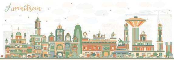 Abstract Amritsar Skyline with Color Buildings. vector