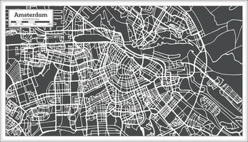 mapa de amsterdam holanda en estilo retro. vector