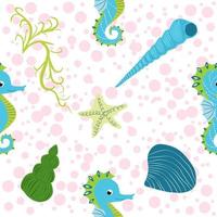 Seamless pattern with detailed transparent jellyfish. Childish seamless pattern with cute hand drawn fishes and jellyfishes in doodle style. Trendy nursery background vector