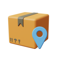 Package tracking. Pin box icon. 3d render png