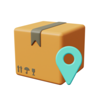 Sendungsnachverfolgung. Pin-Box-Symbol. 3D-Rendering png