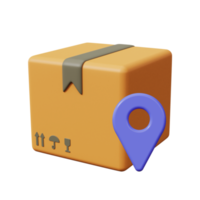 Package tracking. Pin box icon. 3d render png