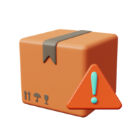 Delivery icon with dangerous symbol or exclamation mark. Dangerous cargo. 3d render png