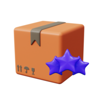 Cardboard box and star symbol. An icon about the best and most popular delivery service. 3d render png