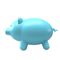 The blue piggy bank png image 3d rendering