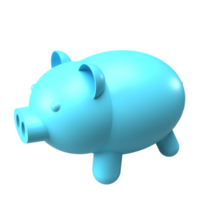 The blue piggy bank png image 3d rendering