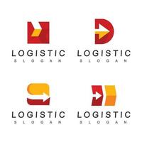 plantilla de diseño de logotipo logístico con icono de flecha vector