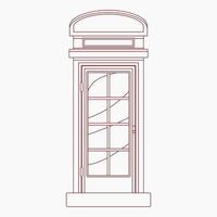 cabina telefónica inglesa tradicional editable en estilo de esquema ilustración vectorial para la tradición cultural de inglaterra y el diseño relacionado con la historia vector