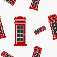 Editable Red Typical Traditional English Telephone Booth in Flat Style Vector Illustration as Seamless Pattern for England Culture Tradition and History Related Background