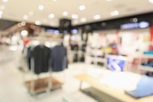 Abstract blur clothing boutique display interior of shopping mall background photo