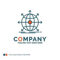 business, global, international, network, web Logo Design. Blue and Orange Brand Name Design. Place for Tagline. vector