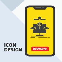 Algorithm. chart. data. diagram. flow Glyph Icon in Mobile for Download Page. Yellow Background vector