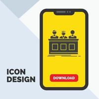 competition. contest. expert. judge. jury Glyph Icon in Mobile for Download Page. Yellow Background vector