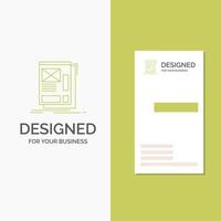 Business Logo for wire. framing. Web. Layout. Development. Vertical Green Business .Visiting Card template. Creative background vector illustration