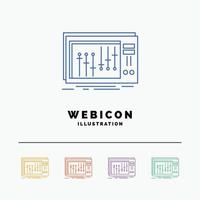 Console. dj. mixer. music. studio 5 Color Line Web Icon Template isolated on white. Vector illustration