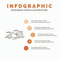 Mountain. hill. landscape. nature. evening Infographics Template for Website and Presentation. Line Gray icon with Orange infographic style vector illustration