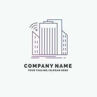 Buildings. city. sensor. smart. urban Purple Business Logo Template. Place for Tagline vector